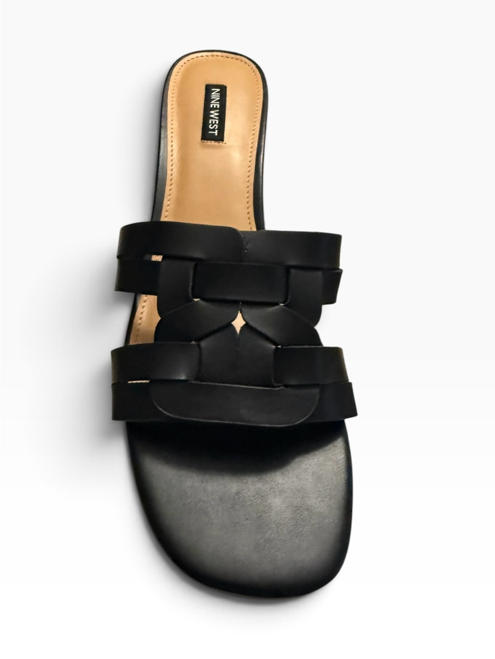 Nine West Gennie 3 Black Woven Heel Sandals 12